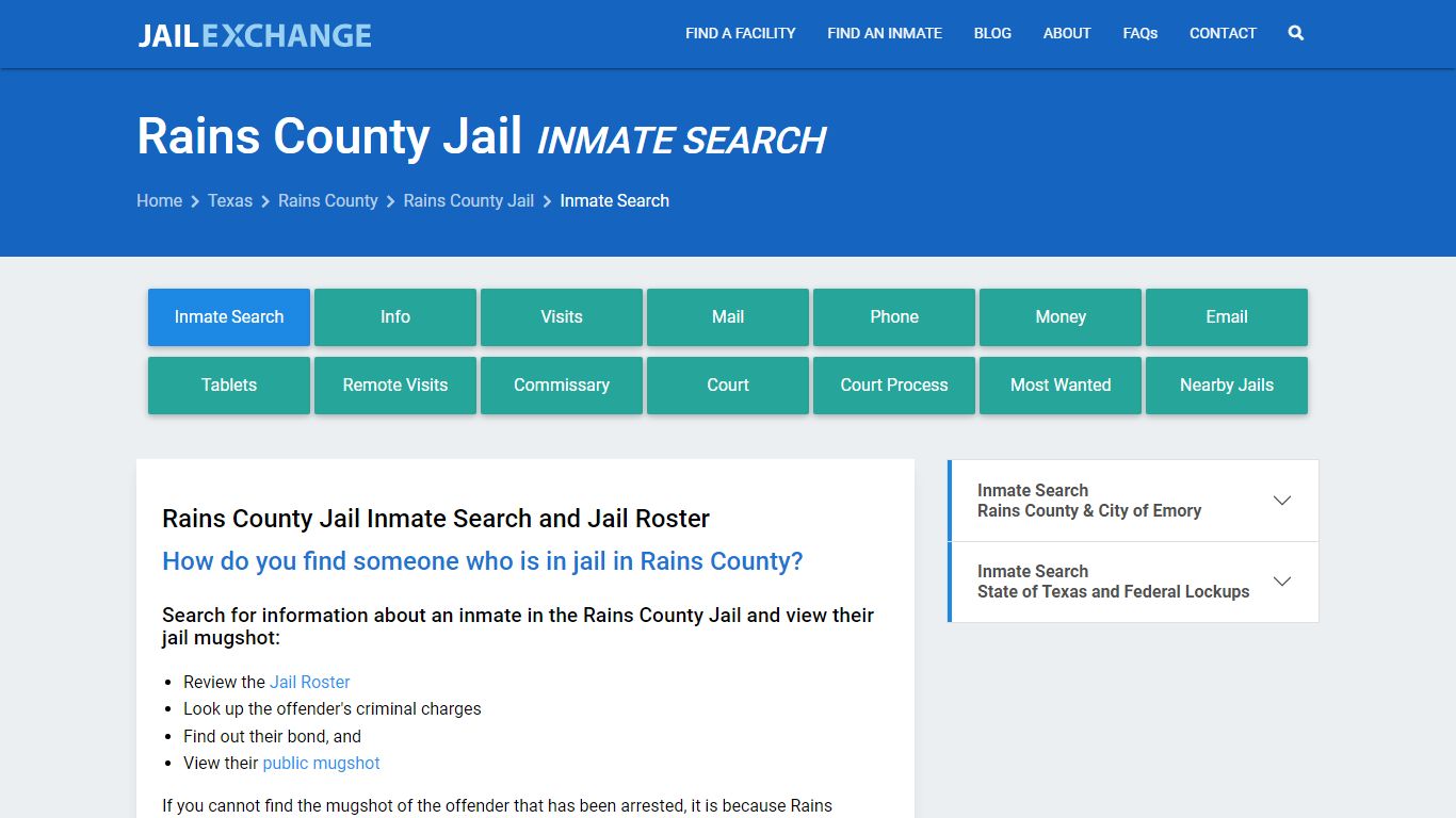 Inmate Search: Roster & Mugshots - Rains County Jail, TX